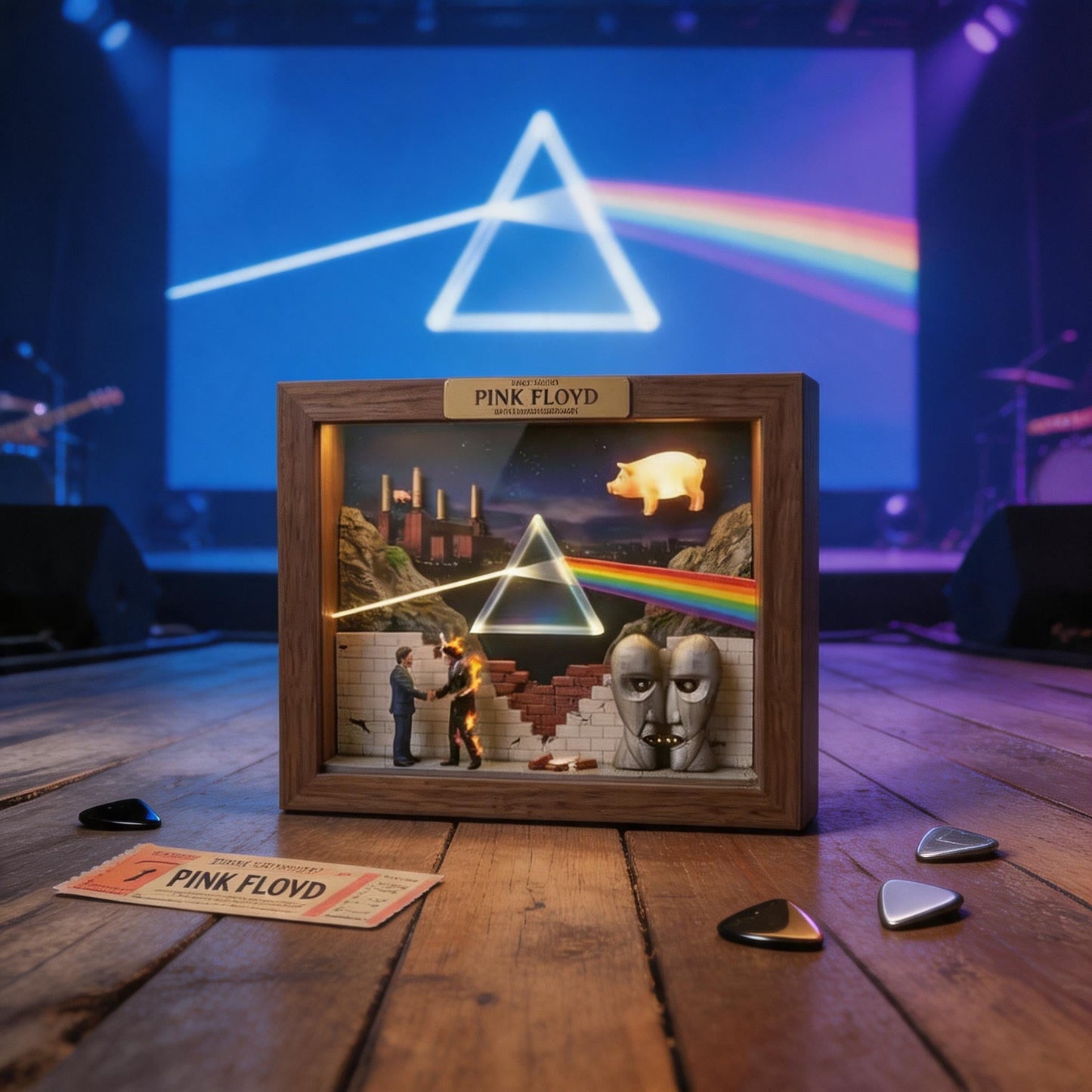 Pink Floyd 60th Anniversary Diorama Lightbox Frame💋