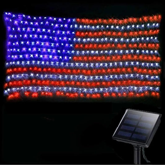 Solar American Flag Lights Outdoor